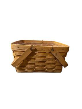 Vintage 1997 Longaberger Square Basket 12” w Liner Swing Handle Used